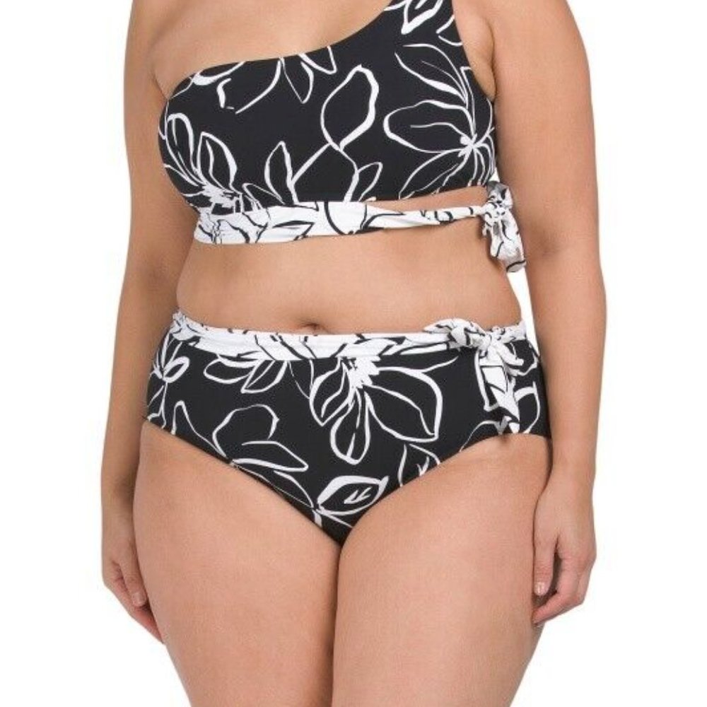 La Blanca Plus 2 Piece Bikini Swim Set in Black White size 18W 20W NWT $166+